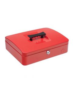 5 STAR FACILITIES CASH BOX WITH 5-COMPARTMENT TRAY STEEL SPRING LOCK 12 INCH W300XD240XH70MM RED (PACK OF 1)