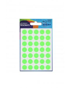 AVERY PACKETS OF LABELS ROUND DIAM.13MM NEON GREEN REF 32-282 [10X245 LABELS]