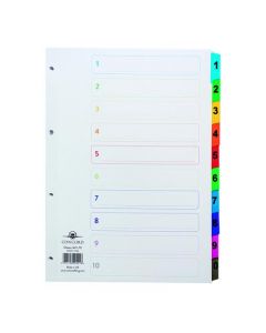 CONCORD INDEX 1-10 A4 WHITE WITH MULTICOLOURED MYLAR TABS 00401/CS4