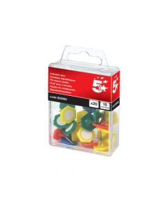 5 Star Office Indicator Pins 15mm Head Assorted [Pack 20]