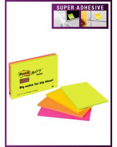 POST-IT SUPER STICKY MEETING 149X98MM NEON ASRTD (PACK OF 4) 6445-4SS