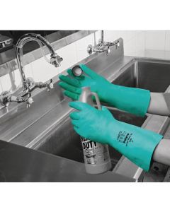 POLYCO NITRI-TECH III FLOCK LINED NITRILE SYNTHETIC RUBBER GLOVE SIZE 9 GREEN 926 (PAIR)