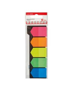 5 STAR OFFICE INDEX ARROW 5 BRIGHT COLOURS 12X42MM 5 PACKS OF 20 FLAGS [PACK OF 100 FLAGS]