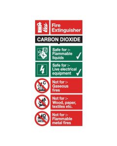 STEWART SUPERIOR CO2 FIRE EXTINGUISHER SAFETY SIGN W100XH200MM SELF-ADHESIVE VINYL REF FF093SAV  (PACK OF 1)