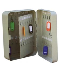 5 STAR FACILITIES KEY CABINET STEEL LOCKABLE WITH WALL FIXINGS HOLDS 48 KEYS W180XD80XH250MM