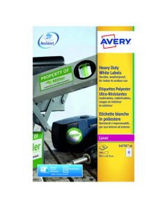 AVERY LASER LABEL 12 PER SHEET 63.5X72MM HEAVY DUTY WHITE (PACK OF 240) L4776-20 (PACK OF 20 SHEETS)