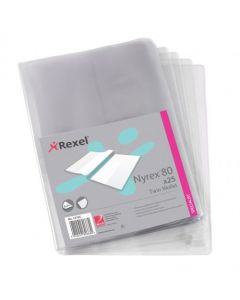 REXEL NYREX TWIN WALLET A4 CLEAR (PACK OF 25 WALLETS) 12195