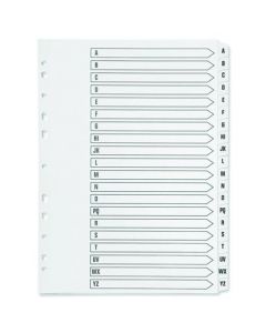 Q-CONNECT 20-PART A-Z INDEX MULTI-PUNCHED REINFORCED BOARD CLEAR TAB A4 WHITEKF01532