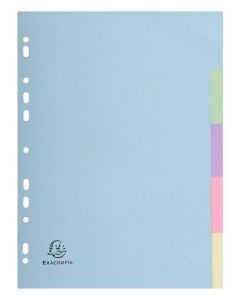 EXACOMPTA RECYCLED DIVIDERS 5-PART A4 PASTEL 1605E