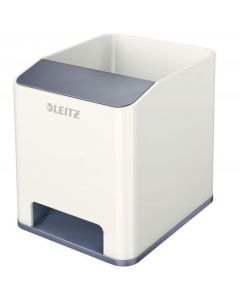 LEITZ WOW SOUND BOOSTER PEN HOLDER WHITE/GREY 53631001  (PACK OF 1)