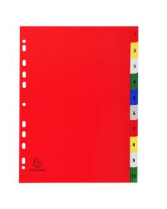 EXA PP A4 INDEX 1-10 COLOURED TABS