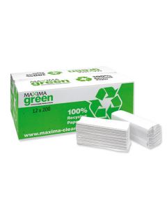 MAXIMA GREEN Z-FOLD HAND TOWEL 2-PLY WHITE (PACK OF 12)X200 SHEETS KMAX5052