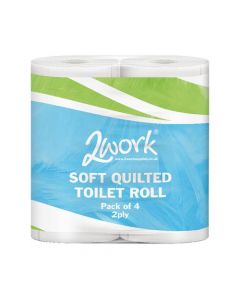 2WORK LUXURY 2-PLY QUILTED TOILET ROLL 200 SHEETS (PACK OF 40) DQ4PK