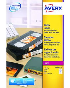 AVERY VIDEO FACE LABEL 76X46MM 12 PER SHEET WHITE(PACK OF 300)L7671-25 (PACK OF 25 SHEETS)