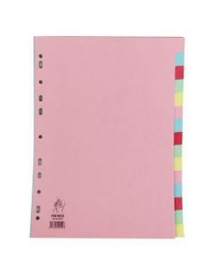 A4 MANILLA DIVIDER 15-PART PINK WITH MULTI-COLOUR TABS WX01516
