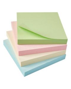5 STAR ECO REPOSITIONABLE NOTES 76X76MM RE-MOVE PASTEL [PACK 12]