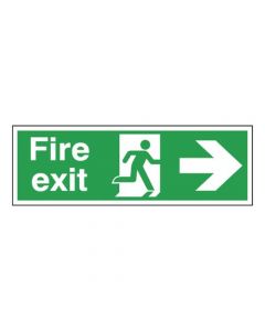 SAFETY SIGN FIRE EXIT RUNNING MAN ARROW RIGHT 150X450MM SELF-ADHESIVE E99A/S  (PACK OF 1)
