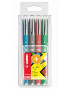 WORKER COLOURFUL  ROLLERBALL 0.7MM ASSORTED (PACK OF 4)