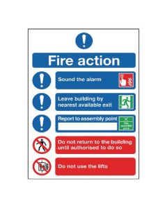 SAFETY SIGN FIRE ACTION SYMBOL A5 FR099A5  (PACK OF 1)