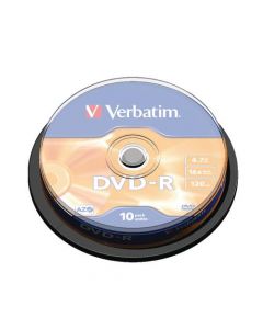 Verbatim DVD-R 16x Branded Silver Spindle of 10 Discs - 43523