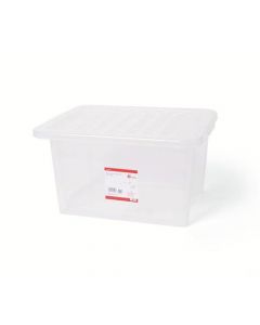 5 STAR OFFICE STORAGE BOX PLASTIC WITH LID STACKABLE 35 LITRE CLEAR
