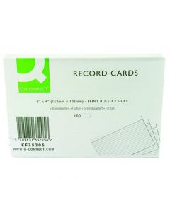 Q-CONNECT RECORD CARD 152X102MM RULED FEINT WHITE (PACK OF 100 CARDS) KF35205