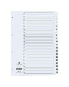 CONCORD CLASSIC INDEX 1-20 A4 WHITE BOARD CLEAR MYLAR TABS 00701/CS7