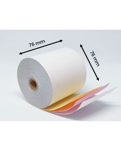 WHITE, PINK AND YELLOW 3-PLY TILL PAPER ROLL 76X76MM (PACK OF 20) AD3767612
