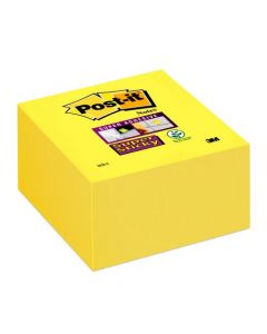 POST-IT SUPER STICKY NOTE CUBE PAD OF 350 SHEETS 76X76MM YELLOW REF 2028S (PACK OF 1)