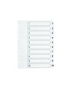 Q-CONNECT 1-10 INDEX MULTI-PUNCHED REINFORCED BOARD CLEAR TAB A4 WHITE KF01528