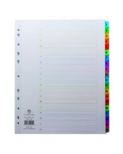 CONCORD INDEX 1-20 A4 EXTRA WIDE MULTICOLOURED MYLAR TABS 09901/CS99