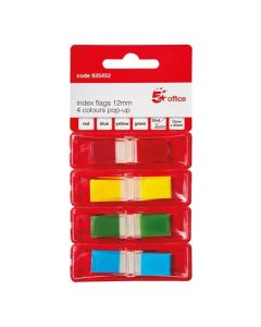 5 STAR OFFICE INDEX FLAGS 4 BRIGHT COLOURS 12X45MM 35 FLAGS PER COLOUR ASSORTED [PACK OF 4 X 35 FLAGS]