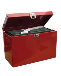 METAL HOME FILING BOX WITH FILES A4 RED