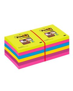 POST-IT SUPER STICKY REMOVABLE NOTES PAD 90 SHEETS 76X76MM ULTRA ASSORTED REF 654SSUC [PACK 12]