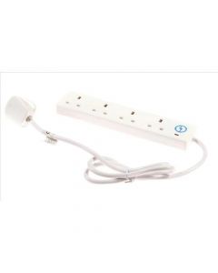 EXTENSION LEAD POWER SURGE STRIP WITH SPIKE PROTECTION 4 WAY 2 METRE WHITE (PACK OF 1)