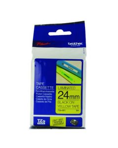 BROTHER P-TOUCH 24MM BLACK ON YELLOW TZE651 LABELLING TAPE (PACK OF 1)