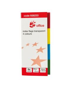 5 STAR OFFICE INDEX FLAG TRANSPARENT FOUR COLOUR [PACK OF 5 X 160 FLAGS]