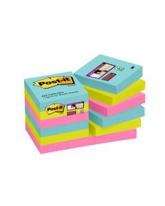POST-IT NOTES SUPER STICKY 47.6X47.6MM MIAMI (PACK OF 12) 622-12SS-MIA