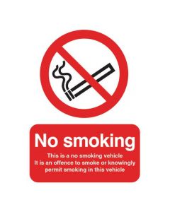 SAFETY SIGN THIS IS A NO SMOKING VEHICLE 100X75MM SELF-ADHESIVE PH05104S (PACK OF 1)