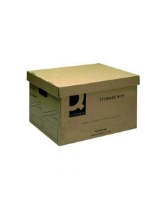 Q-CONNECT BROWN STORAGE BOX 335X400X250MM (REMOVABLE LID AND CUT OUT HANDLES) (PACK OF 10 BOXES) KF21665