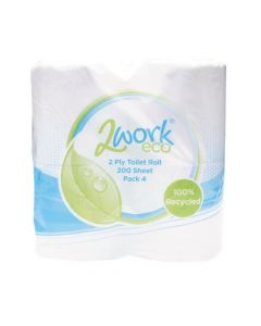 2WORK RECYCLED 2-PLY TOILET ROLL 200 SHEETS (PACK OF 36) KF03809