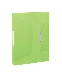 REXEL CHOICES BOX FILE PP ELASTIC STRAP 40MM SPINE A4 TRANS GREEN REF 2115671