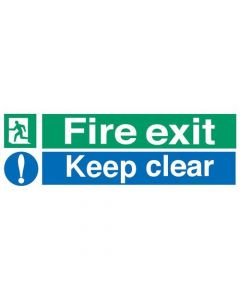 STEWART SUPERIOR FIRE EXIT SIGN KEEP CLEAR W600XH200MM SELF-ADHESIVE VINYL REF SP055SAV  (PACK OF 1)