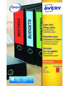 AVERY LEVER ARCH SPINE LABEL 4 PER SHEET 200 X 60MM (PACK OF 80) L7171A-20 (PACK OF 20 SHEETS)