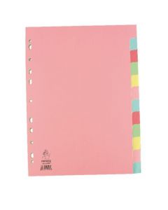 A4 MANILLA DIVIDER 12-PART PINK WITH MULTI-COLOUR TABS WX01515