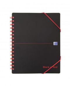 BLACK N RED MEETING BK POLY WBND 90GSM RULED MARGIN PERF PUNCHED 2 HOLES 160PP A5+ REF 100100893 [PACK 5]