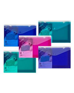 SNOPAKE POLYFILE TRIO ELECTRA ASSORTED A4 (PACK OF 5 WALLETS) 14967