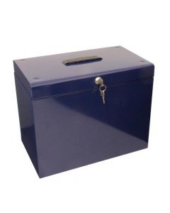 METAL FILE BOX WITH 5 SUSPENSION FILES AND 2 KEYS STEEL A4 BLUE