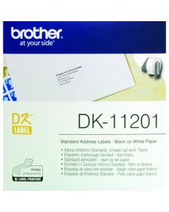 BROTHER BLACK ON WHITE PAPER STANDARD ADDRESS LABELS (PACK OF 400) DK11201