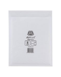 JIFFY AIRKRAFT POSTAL BAGS BUBBLE-LINED PEEL AND SEAL SIZE 2 205X245MM WHITE REF JL-AMP-2-10 (PACK 10)